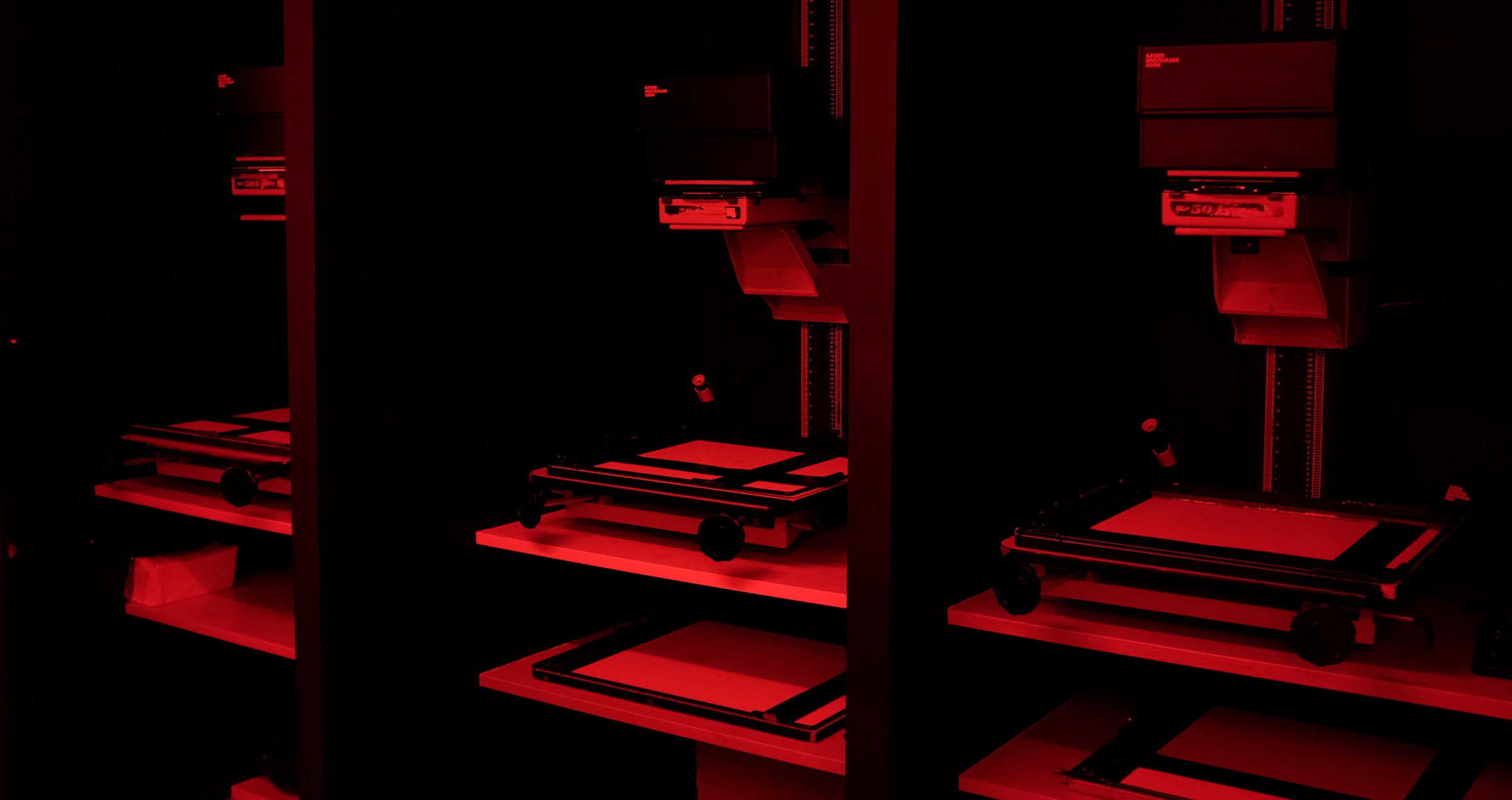 Film darkroom red light enlargers