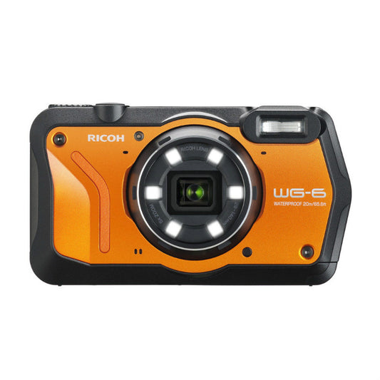 Ricoh WG6 orange front view waterproof tough digital camera