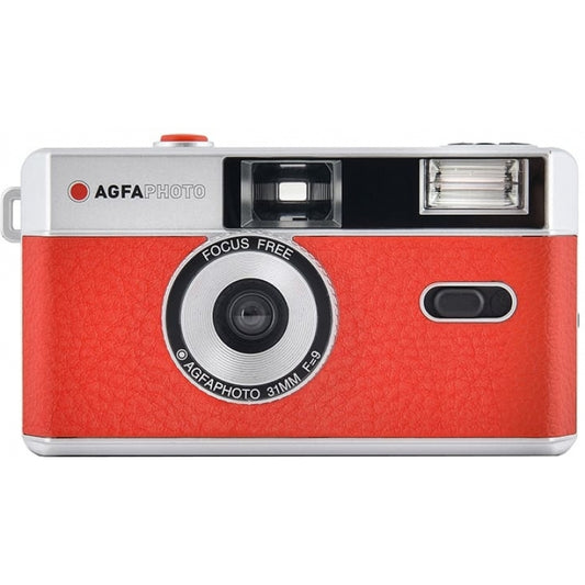 Agfa photo reusable 35mm camera front view red
