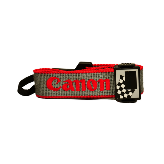 Canon Grey & Red EOS camera strap